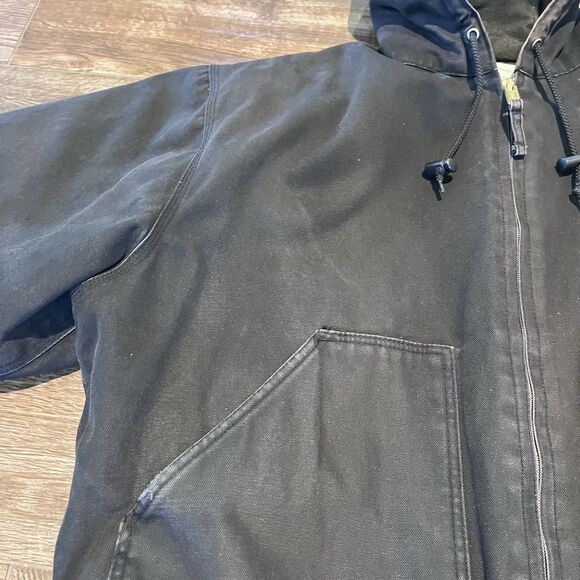 Walls Workwear Coat Black Mens XL Blanket Lined Hooded Canvas Jacket - Picture 8 of 16